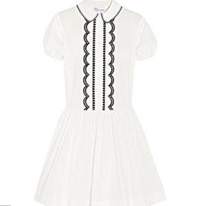 RED Valentino White Cotton Dress Scalloped Detail